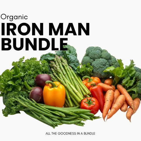 Assorted Vegetables Bundle Iron Man On A White Background